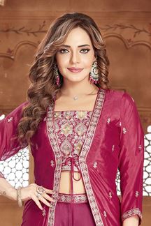Picture of  Gorgeous Rani Pink Designer Palazzo Suit for Wedding and Reception