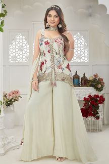 Picture of  Glorious Off-White Designer Palazzo Suit for Engagement and Reception