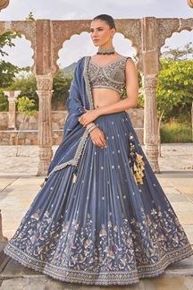 Picture of  Creative Silk Designer Indo-Western Lehenga Choli for Engagement and Reception