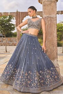 Picture of  Creative Silk Designer Indo-Western Lehenga Choli for Engagement and Reception