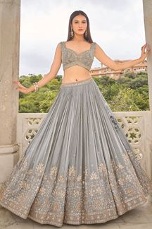 Picture of  Bollywood Silk Designer Indo-Western Lehenga Choli for Engagement and Reception