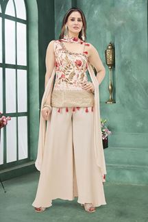 Picture of  Impressive Peach Designer Palazzo Suit for Engagement and Reception