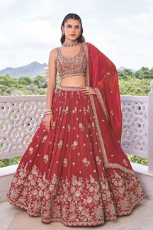 Picture of  Dazzling Tissue Designer Indo-Western Lehenga Choli for Wedding and Reception