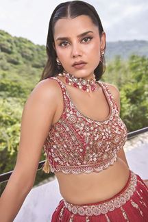 Picture of  Dazzling Tissue Designer Indo-Western Lehenga Choli for Wedding and Reception