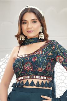 Picture of  Magnificent Teal Blue Designer Palazzo Suit for Engagement and Reception