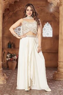 Picture of  Divine Ivory Designer Indo-Western Suit  for Engagement and Reception