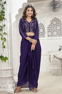 Picture of  Splendid Purple Designer Indo-Western Suit for Engagement and Reception
