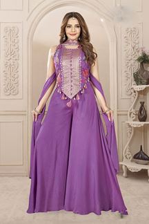 Picture of   Delightful Purple Designer Palazzo Suit for Engagement and Reception