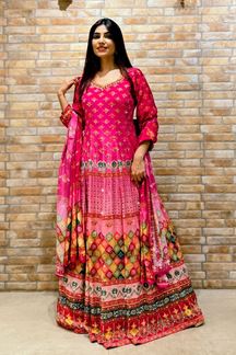 Picture of  Outstanding Silk Designer Anarkali Suit for Wedding, Reception, and Sangeet