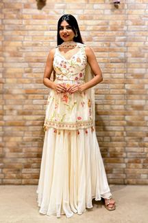 Picture of  Heavenly Cream Designer Gharara Suit for Engagement, Sangeet, and Parties