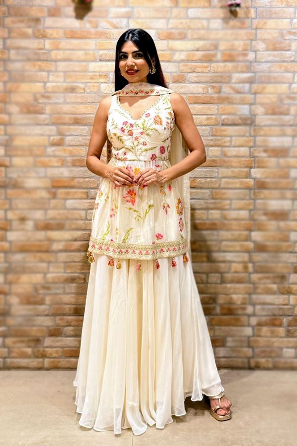 Picture of  Heavenly Cream Designer Gharara Suit for Engagement, Sangeet, and Parties