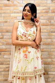Picture of  Heavenly Cream Designer Gharara Suit for Engagement, Sangeet, and Parties