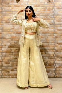 Picture of  Mesmerizing Silk Designer Palazzo Suit for Engagement, Sangeet, and Parties