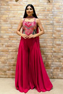 Picture of  Ethnic Pink Designer Palazzo Suit for Reception, Sangeet, and Parties