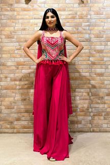 Picture of  Ethnic Pink Designer Palazzo Suit for Reception, Sangeet, and Parties