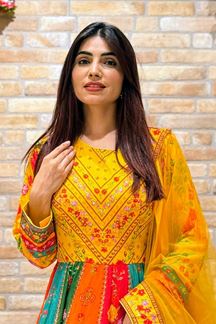 Picture of  Striking Cotton Designer Anarkali Suit for Wedding, Reception, and Sangeet