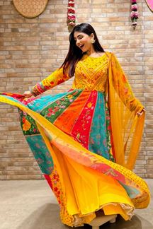 Picture of  Striking Cotton Designer Anarkali Suit for Wedding, Reception, and Sangeet