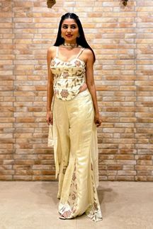 Picture of Aesthetic Silk Designer Palazzo Suit for Reception, Sangeet, and Parties