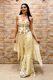 Picture of Aesthetic Silk Designer Palazzo Suit for Reception, Sangeet, and Parties