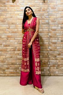 Picture of  Stunning Silk Designer Palazzo Suit for Reception, Sangeet, and Parties