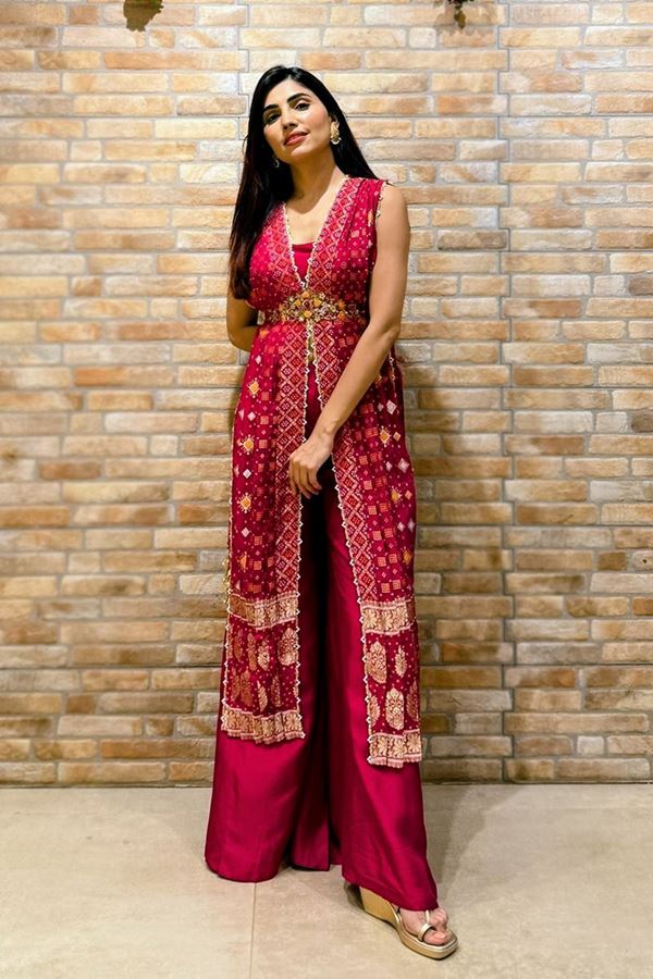 Picture of  Stunning Silk Designer Palazzo Suit for Reception, Sangeet, and Parties