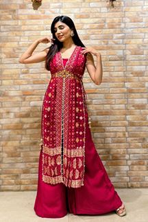 Picture of  Stunning Silk Designer Palazzo Suit for Reception, Sangeet, and Parties